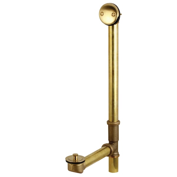 DLL3187 18" Tub Waste & Overflow W/ Lift & Lock Drain, 20 Gauge, Brass